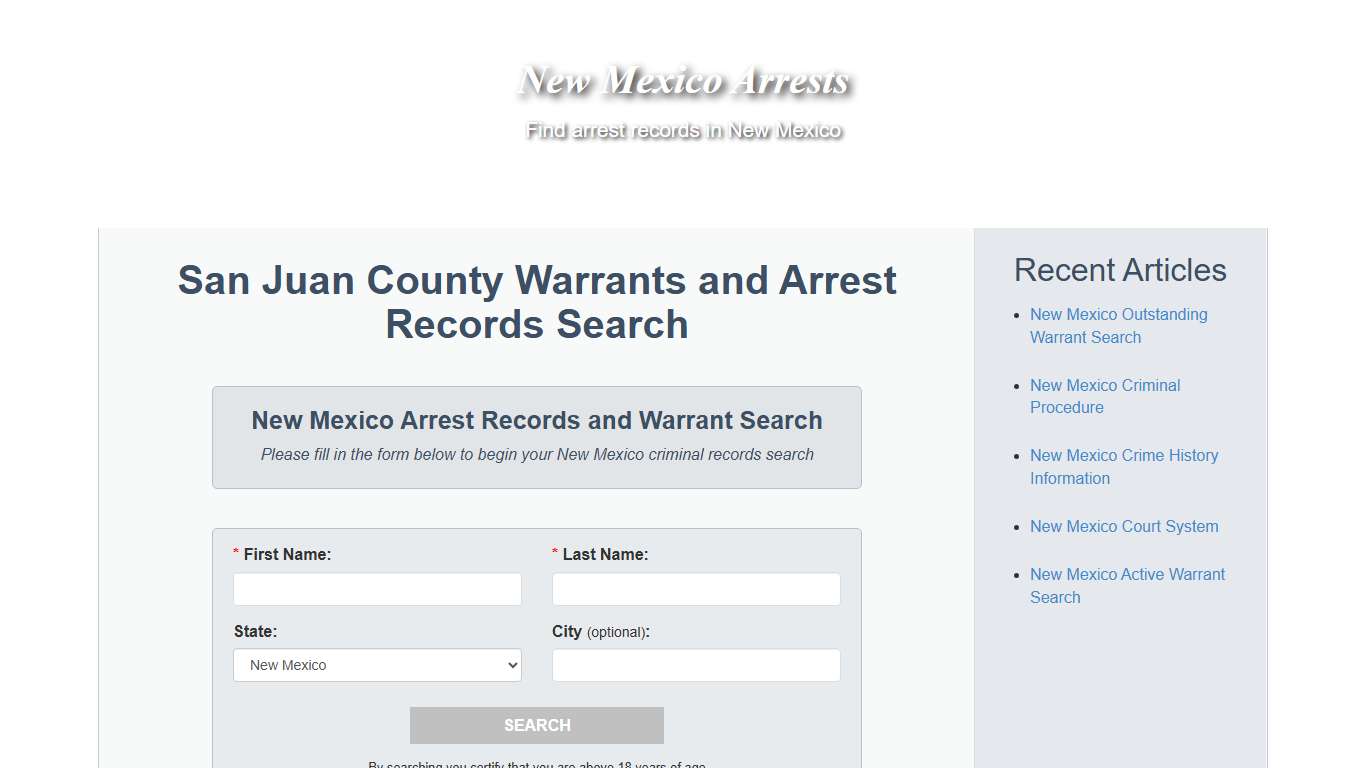 San Juan County Warrants and Arrest Records Search - New Mexico Arrests